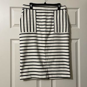 Eva Mendes Midi black and off white striped Skirt